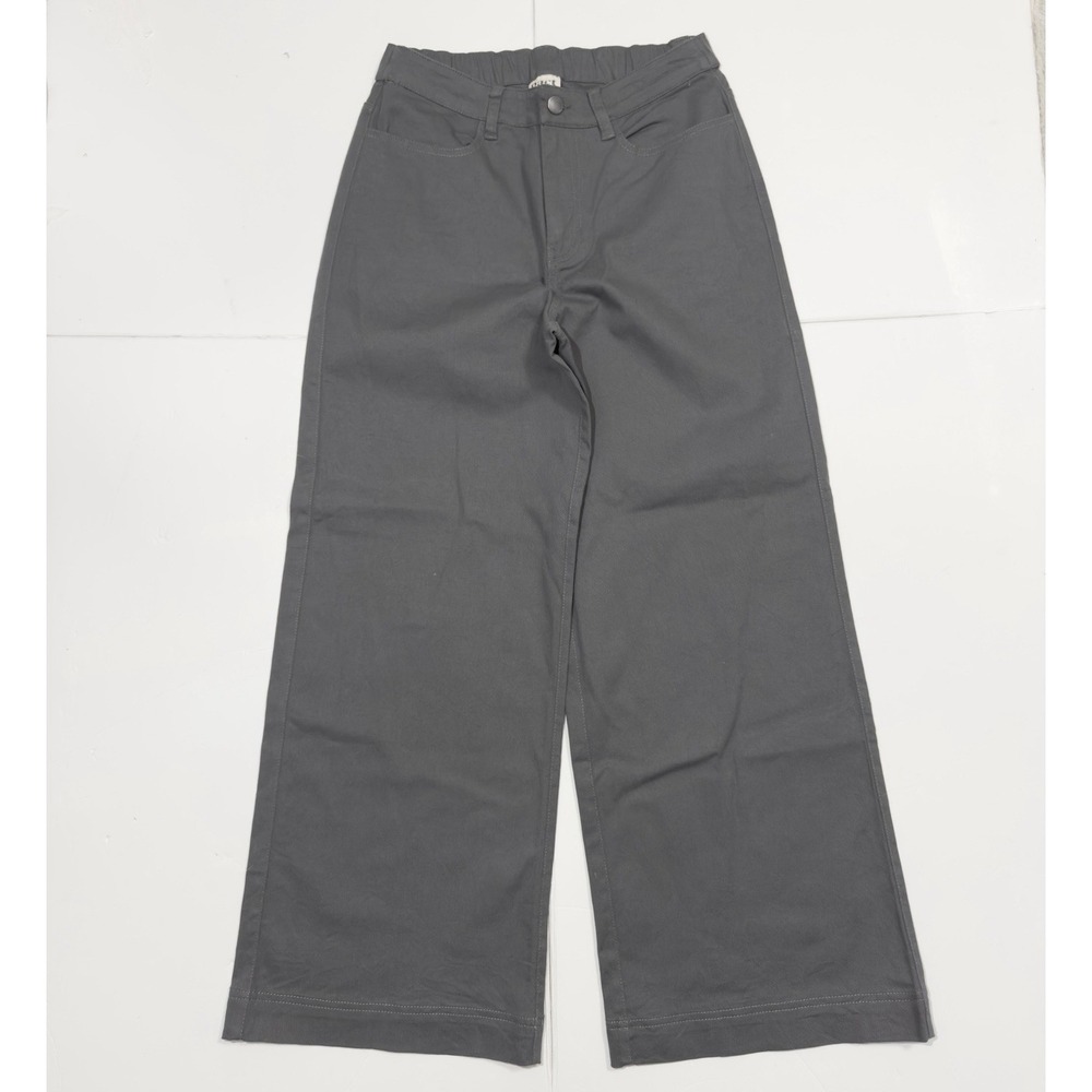 Pact Women's Organic Cotton Stretch Twill Wide Leg Pants Size S Gray Lounge - Picture 2 of 12